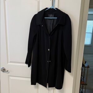 London Fog Women's Elegant Black Trench Rain Coat